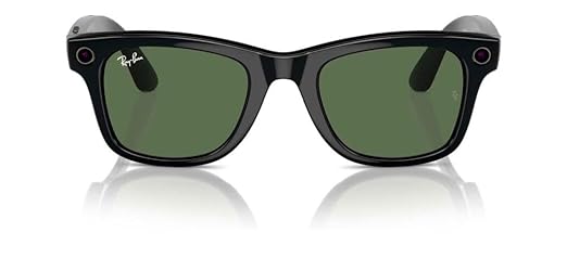 Ray-Ban Meta (Gen 1), Wayfarer, Shiny Black | Smart AI Glasses for Men, Women — 12 MP Ultra-Wide Camera, Open-Ear Speakers for Audio, Video Recording and Bluetooth — Green Lenses — Wearable Technology