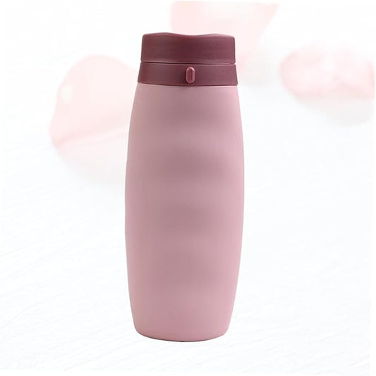 Happyyami Portable Foldable Silicone Water Bottle Collapsible Sports Kettle with Wide Mouth for Outdoor Hiking Camping Cycling Pink