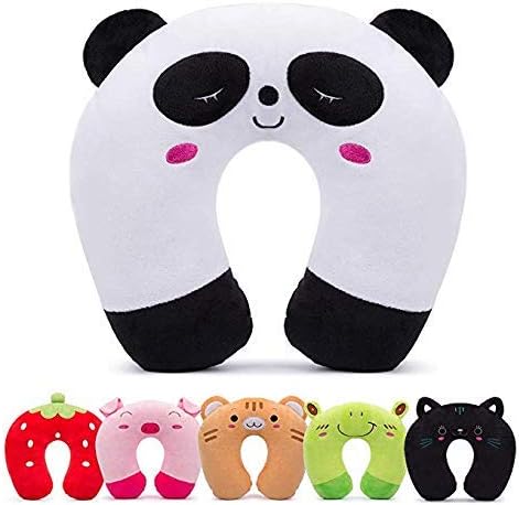H HOMEWINS Travel Pillow for Kids,Toddler Neck Pillow Cute Animal Neck Head Chin Support Travel Accessories for Airplane, Car, Train,Recline