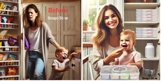 Snap and Stow Dishwasher Safe, Stackable,Snackle Box, Divided Snack Box Bowls, Charcuterie Tray with Lid, Veggie Containers with Lids, Reusable BPA Free Plastic (Transparent) (1 Tier 8 Compartments)