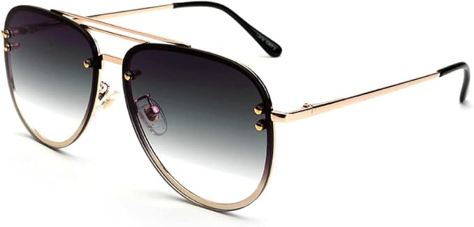 Trendy Oversized Aviator Sunglasses for Women 2025, Cute Retro Aviator Sun Glasses UV Protection Big Shades VF2203