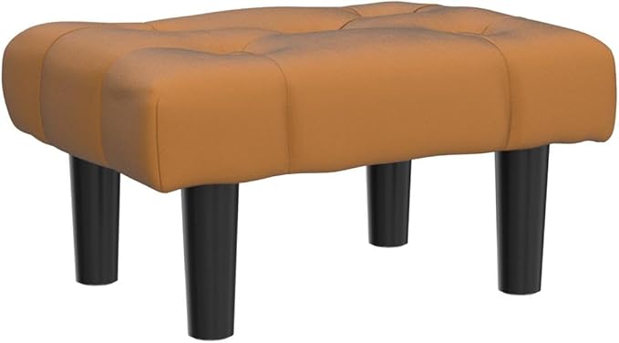 HOUCHICS Small Footstool Ottoman,Velvet Soft Footrest Ottoman with Wood Legs,Sofa Footrest Extra Seating for Living Room Entryway Office(Coffee 1PACK)