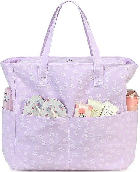 Bluboon Waterproof Beach Tote Pool Bags for Women Ladies Extra Large Carry On Bag With Wet Compartment for Weekender Travel