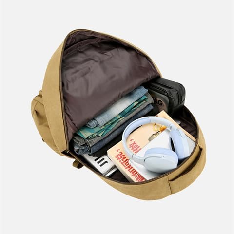 Men's Canvas Travel Backpack, Large 50L Hiking Daypack with Multiple Compartments, Heavy Duty Rucksack, Brown(50L)