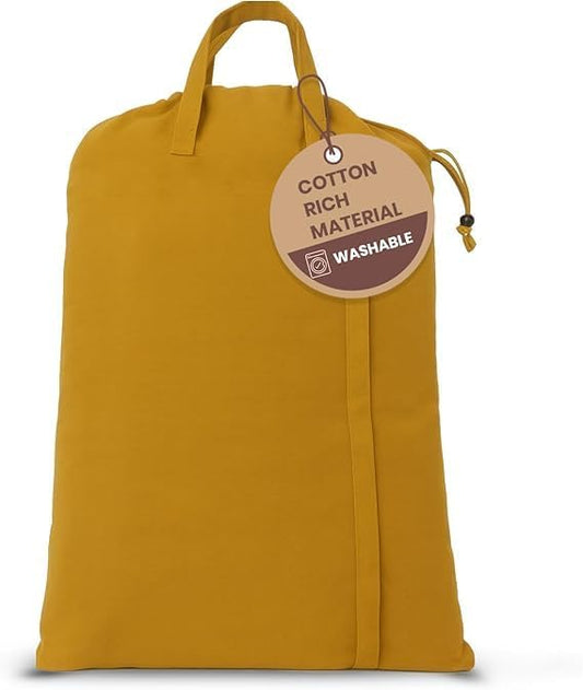 LFH Home Large Premium Cotton Canvas Laundry Bag with Drawstring and Handles Heavy Duty, Multi-Use, and Washable for Home, Travel, College or Storage 20x30 (Pack of 6)-Yellow