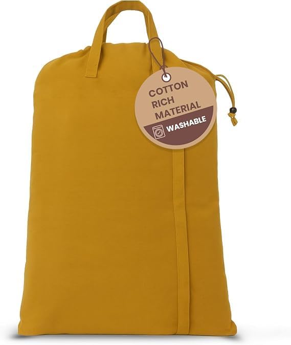LFH Home Large Premium Cotton Canvas Laundry Bag with Drawstring and Handles Heavy Duty, Multi-Use, and Washable for Home, Travel, College or Storage 28x40 (Pack of 4)-Yellow