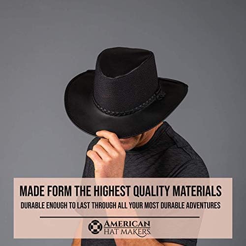 American Hat Makers Breeze Leather & Mesh Sun Hat | Wide Brim, UPF50, Breathable & Adjustable | Perfect for Outdoors