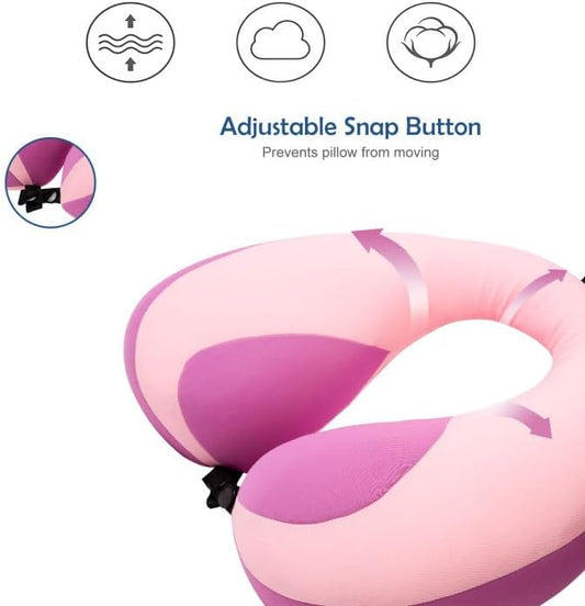 MOOB Kids Travel Neck Pillow Traveling Gifts for Toddler & ChildrenToddler Neck Pillow for Carseat & Airplane, Kids Travel Pillow Light Pink