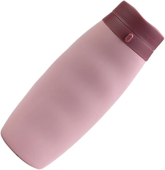 SUPVOX Portable Collapsible Silicone Water Bottle Foldable Sports Kettle for Outdoor Activities Travel Hiking Camping Cycling Pink