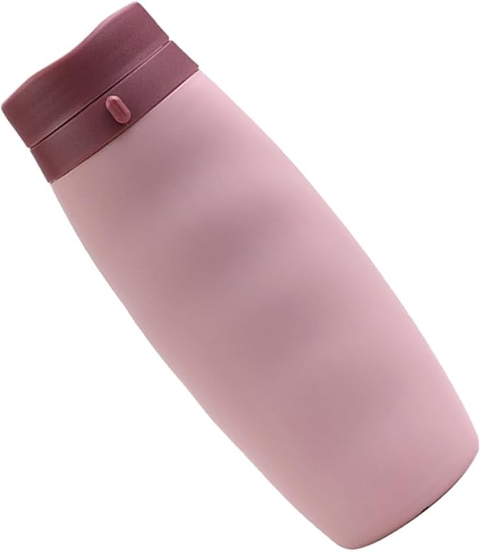 POPETPOP Portable Foldable Water Bottle Lightweight Silicone Sports Kettle for Outdoor Travel Hiking Camping Pink