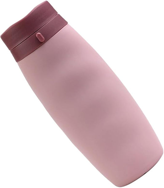 POPETPOP Portable Foldable Water Bottle Lightweight Silicone Sports Kettle for Outdoor Travel Hiking Camping Pink