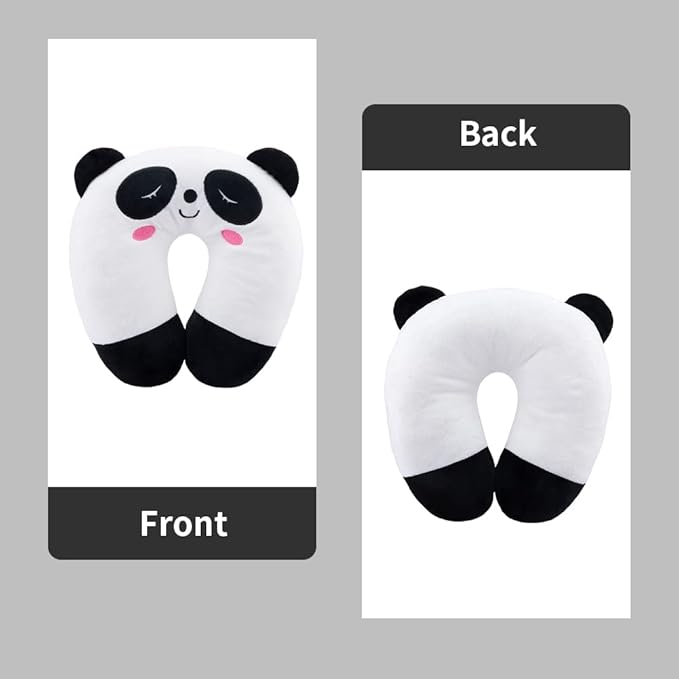EKDJKK Travel Pillow for Kids, Cute Animal Neck Pillow Support U Shaped Cushion Plush Soft Rest Reading Pillow Sleeping Pillow for Airplane Train Car (Panda)