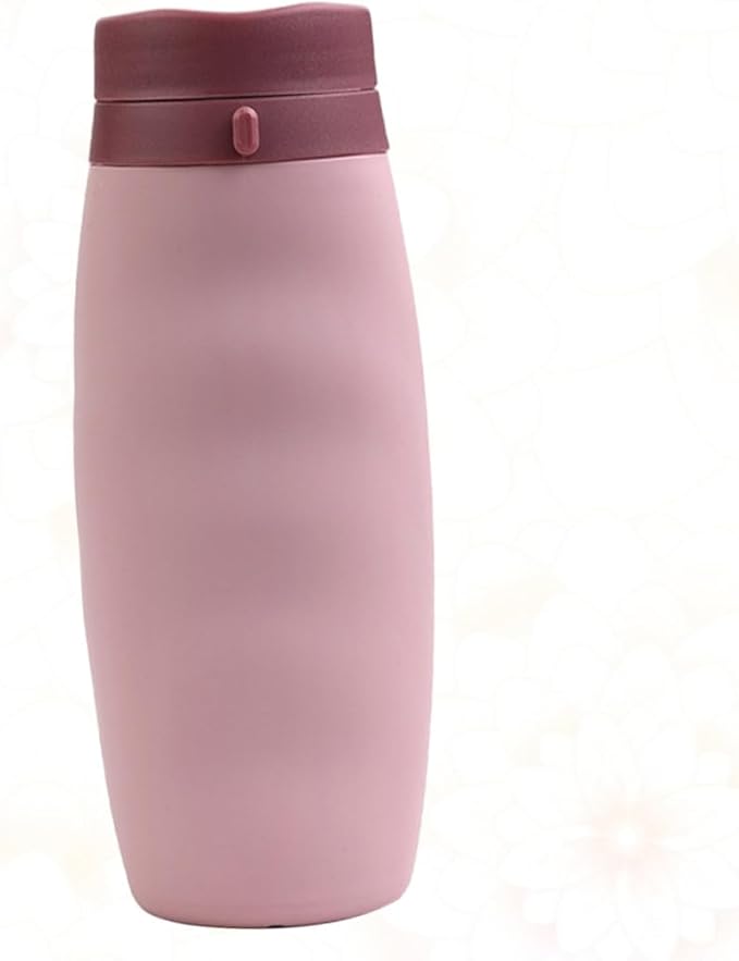 Foldable Silicone Sports Water Bottle Portable Collapsible Outdoor Drinking Cup for Hiking Camping Cycling Pink