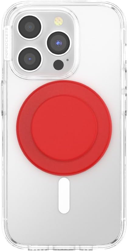 PopSockets Phone Grip for MagSafe with Kickstand, Magnetic Stand, Swappable Top, Secure Hold for iPhone MagSafe Cases, Phone & Tablet Grip - Basic Rosso