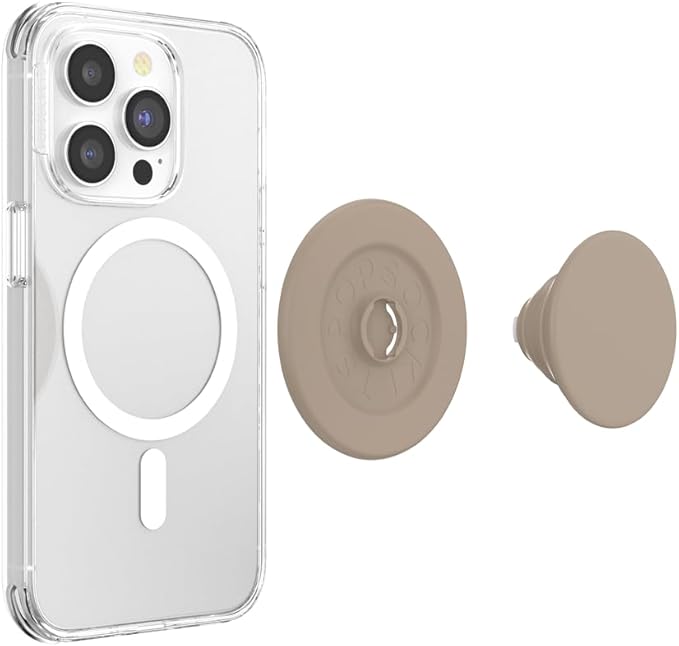 PopSockets Phone Grip for MagSafe with Kickstand, Magnetic Stand, Swappable Top, Secure Hold for iPhone MagSafe Cases, Phone & Tablet Grip, Cute PopSockets - Soft Touch Latte