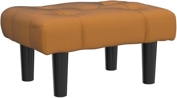 HOUCHICS Small Footstool Ottoman,Velvet Soft Footrest Ottoman with Wood Legs,Sofa Footrest Extra Seating for Living Room Entryway Office(Coffee 2PACK)