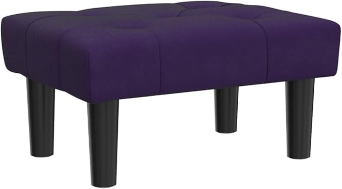 HOUCHICS Small Footstool Ottoman, Velvet Wooden Foot Stool Ottoman with Wood Legs, Sofa Footrest Extra Seating for Living Room Entryway Office(Purple 2PACK)