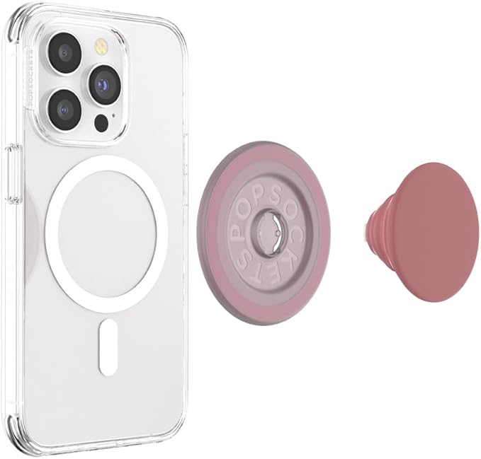 PopSockets Phone Grip for MagSafe with Kickstand, Magnetic Stand, Swappable Top, Secure Hold for iPhone MagSafe Cases, Phone & Tablet Grip, Cute PopSockets - Clay