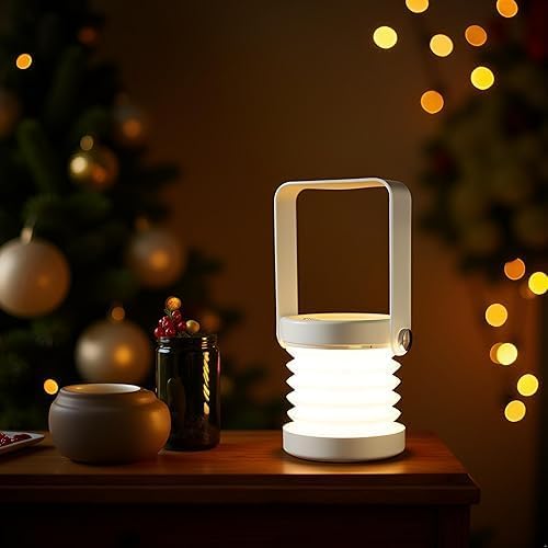 Cordless Rechargeable Lantern Table Lamp | Easy Touch Button Operation Control Dimmable 3 Level Brightness Night Light for Reading, Outdoor Camping (Transparent Frosted Lantern Light)