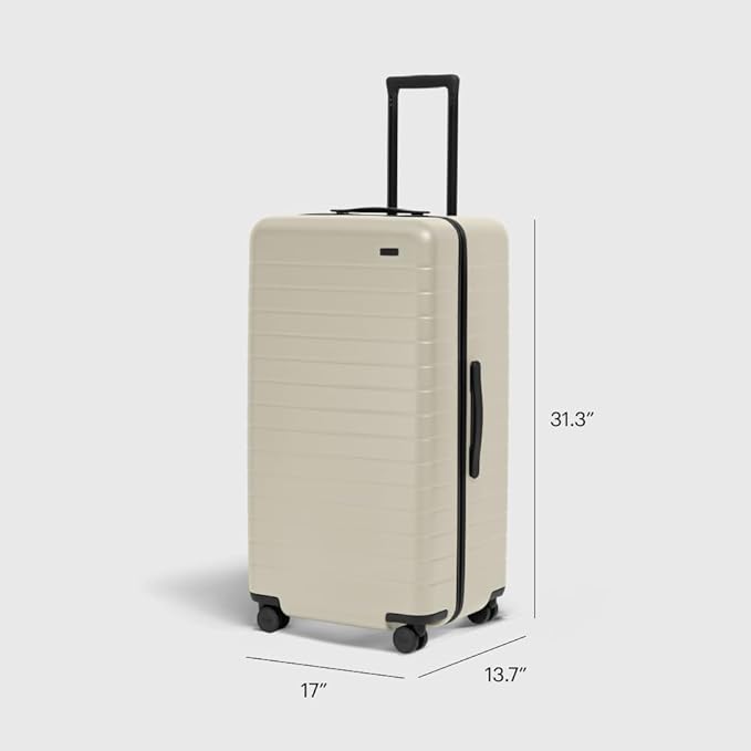 Away Large Trunk Luggage, 31 Inch Hardside Suitcase with Spinner Wheels, Lightweight & Durable, TSA Lock, Ideal for Long Trips, Salt White Matte