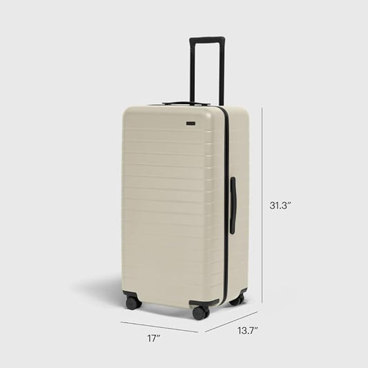 Away Large Trunk Luggage, 31 Inch Hardside Suitcase with Spinner Wheels, Lightweight & Durable, TSA Lock, Ideal for Long Trips, Salt White Matte