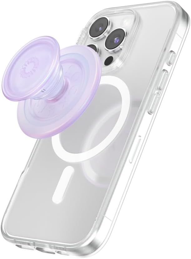 PopSockets Phone Grip for MagSafe with Kickstand, Magnetic Stand, Swappable Top, Secure Hold for iPhone MagSafe Cases, Phone & Tablet Grip - Clear Opalescent