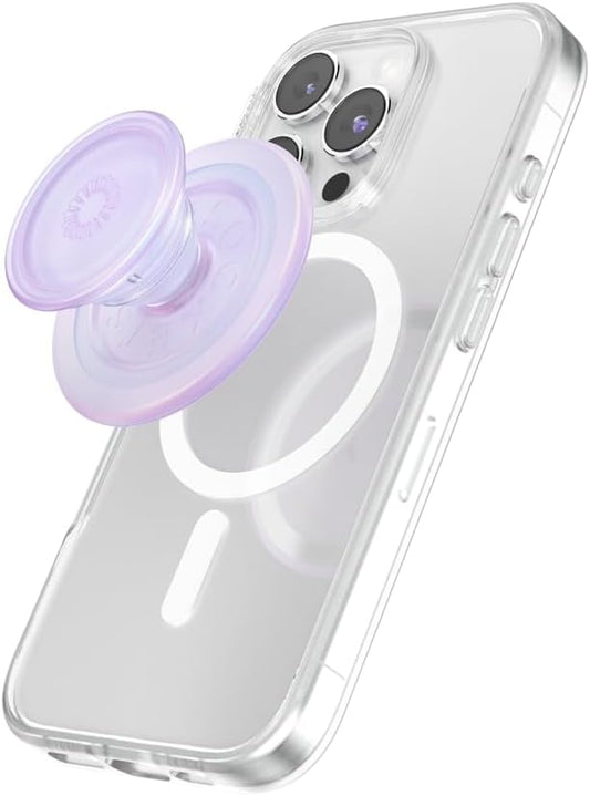 PopSockets Phone Grip for MagSafe with Kickstand, Magnetic Stand, Swappable Top, Secure Hold for iPhone MagSafe Cases, Phone & Tablet Grip - Clear Opalescent