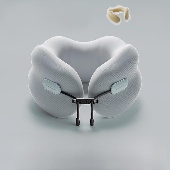 Ultra-Soft Travel Neck Pillow, Ergonomic Design with Contoured Shape, Breathable Fabric,Internal Structure，Travel Blanket Airplane Compact with Bag，Airplane Essentials (English Blue)