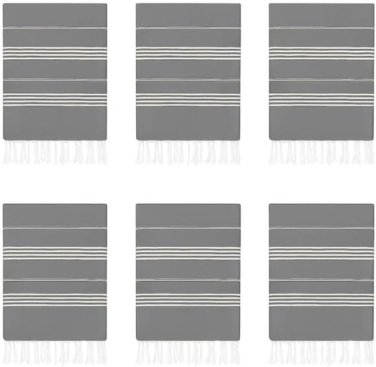 HAVLULAND Turkish Beach Towels Oversized -100% Turkish Cotton Super Soft Lightweight - Absorbent and Quick Drying Bath Towel - Sand Free Beach Towel - Turkish Towels for Adults (Grey, 6 Pack)
