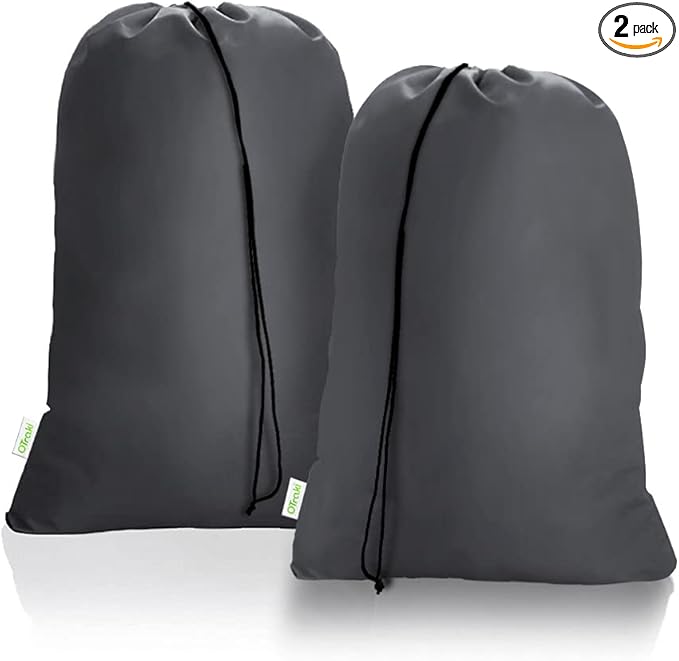OTraki 2 Pack Laundry Bag Extra Large 28x45 Inch Drawstrings Laundry Hamper Liner Storage Bag XL Dirty Clothes Organizer Heavy Duty Laundry Bag for Home, Travel, Camping (Grey)