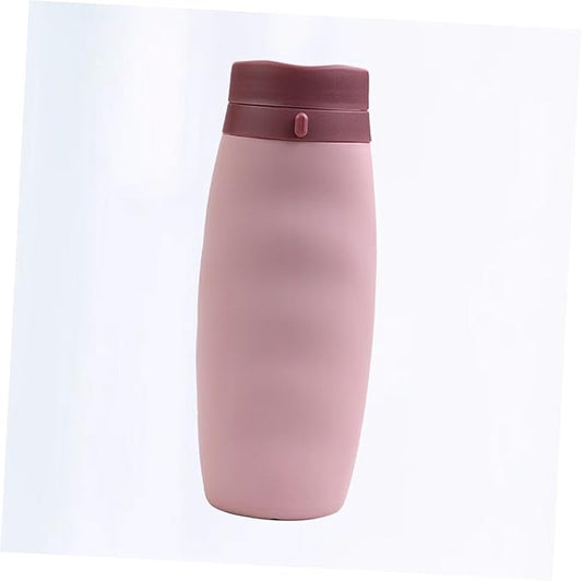 POPETPOP Portable Foldable Water Bottle Lightweight Silicone Sports Kettle for Outdoor Travel Hiking Camping Pink