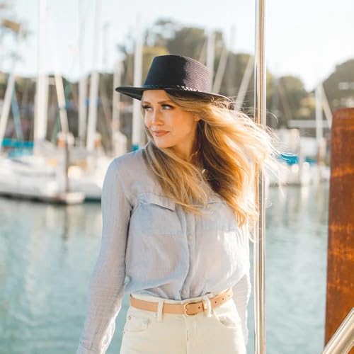 American Hat Makers Breeze Leather & Mesh Sun Hat | Wide Brim, UPF50, Breathable & Adjustable | Perfect for Outdoors