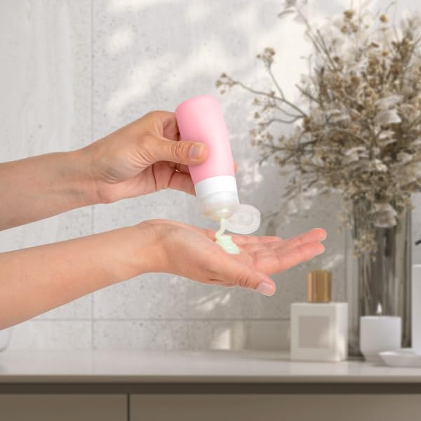 Travel Size Toiletry Bottles, Kit of 16 - TSA Approved Toiletries Essentials for Flying - Silicone Containers, Squeeze Bottles and Accessories for Shampoo, Conditioner, Liquids, Perfume, White