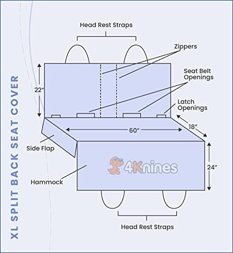 4Knines Dog Hammock for Full Size Trucks & Large SUVs (XL, Camo) – Bench Seat Covers for Trucks with 60/40 Split Seats - Armrest & Seatbelt Access – Waterproof, Easy Install, Machine Washable
