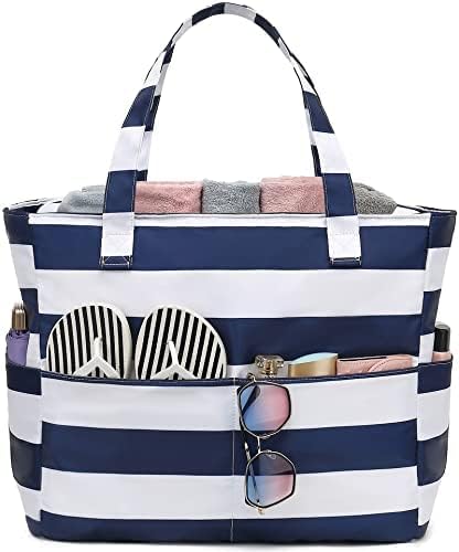 Beach Pool Bags Tote for Women Ladies Large Gym Tote Carry On Bag With Wet Compartment for Weekender Travel Waterproof
