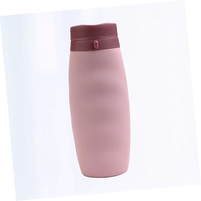 POPETPOP Foldable Portable Water Bottle Silicone Sports Cup Lightweight Travel Mug for Hiking Camping Cycling Pink