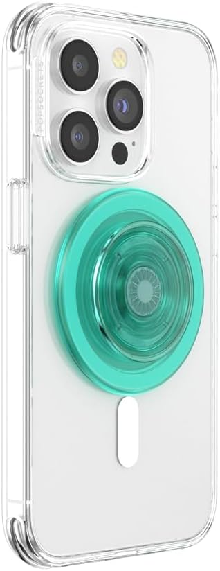 PopSockets PopGrip for MagSafe, Magnetic Phone Grip & Stand, Swappable Top, Secure Grip for iPhone MagSafe Cases, Kickstand for Hands-Free Viewing, Wireless Charging Compatible - Translucent Mint