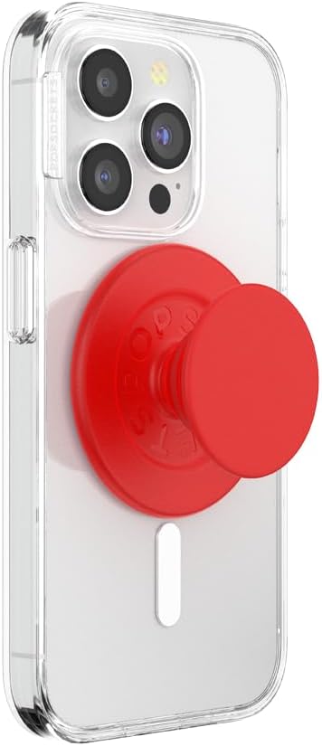 PopSockets Phone Grip for MagSafe with Kickstand, Magnetic Stand, Swappable Top, Secure Hold for iPhone MagSafe Cases, Phone & Tablet Grip - Basic Rosso
