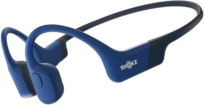 SHOKZ OpenRun with USB-C Charging,Bone Conduction Headphones,Open-Ear Bluetooth Wireless Sport Headphones for Running & Workout,Sweat Resistant, Long 8H Playtime,Mic,Hair Band-Standard-Biue