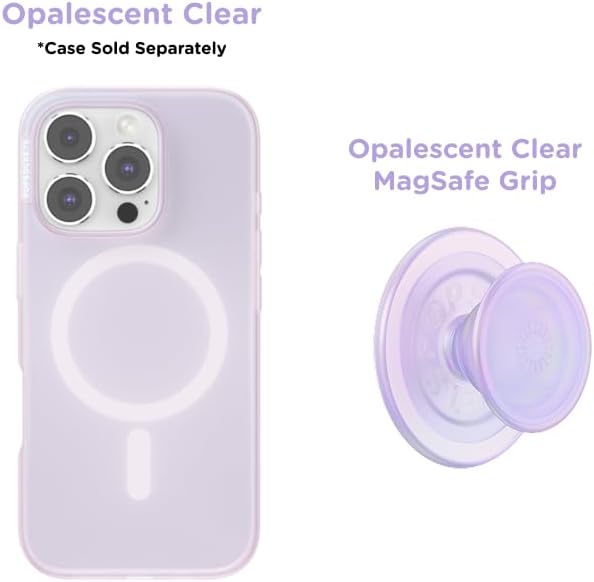 PopSockets Phone Grip for MagSafe with Kickstand, Magnetic Stand, Swappable Top, Secure Hold for iPhone MagSafe Cases, Phone & Tablet Grip - Clear Opalescent