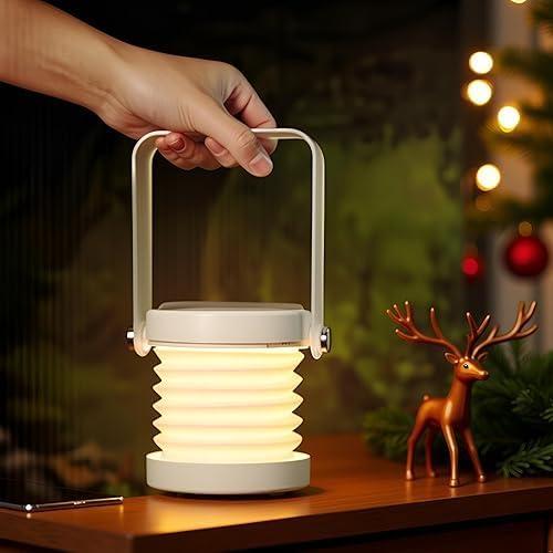 Cordless Rechargeable Lantern Table Lamp | Easy Touch Button Operation Control Dimmable 3 Level Brightness Night Light for Reading, Outdoor Camping (Transparent Frosted Lantern Light)