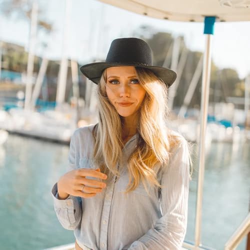 American Hat Makers Breeze Leather & Mesh Sun Hat | Wide Brim, UPF50, Breathable & Adjustable | Perfect for Outdoors