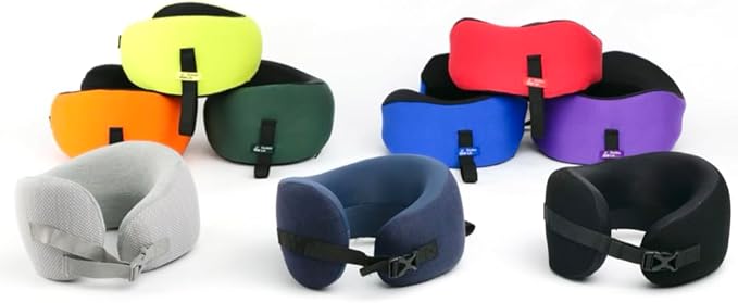 C CUSHION LAB Travel Pillow, Award-Winning Patented Ergonomic Design for Chin & Neck Support Memory Foam Neck Pillow, Compact Airplane Pillow for Traveling, Flight, Car (Gray, Medium)