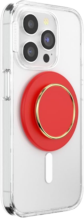 PopSockets Phone Grip for MagSafe with Kickstand, Magnetic Stand, Swappable Top, Secure Hold for iPhone MagSafe Cases, Phone & Tablet Grip - Enamel Rosso