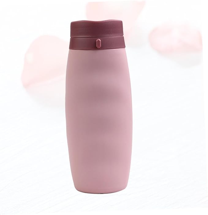 SUPVOX Portable Collapsible Silicone Water Bottle Foldable Sports Kettle for Outdoor Activities Travel Hiking Camping Cycling Pink