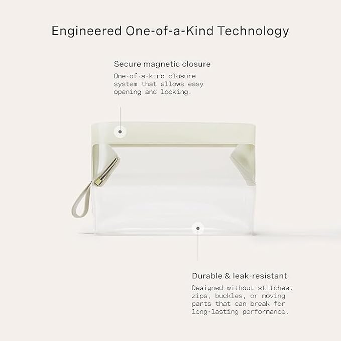 Cadence Parcel - Clear Kit with Magnetic Closure - Durable and Leak-Resistant Travel Toiletry Kit - TSA-Compliant & Modular Design - Hygiene Bag for Travel Essentials - .5 Qt - Pebble