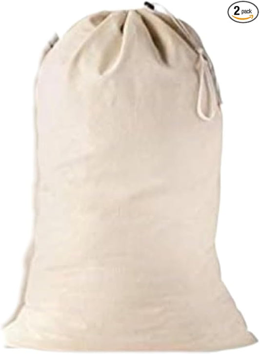Large Cotton Laundry Bag, Heavy Duty Large Laundry Bags 24 x 36 inch Drawstring Travel Organizer Bag Fit Hamper Basket Camp (Beige, Pack of 1)