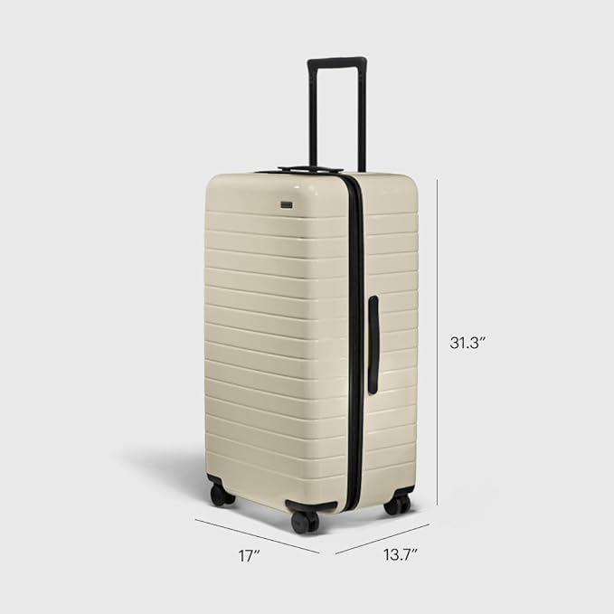 Away Large Trunk Luggage, 31 Inch Hardside Suitcase with Spinner Wheels, Lightweight & Durable, TSA Lock, Ideal for Long Trips, Salt White