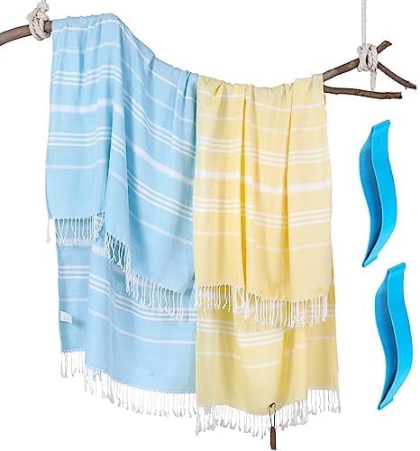 Genovega 2 Packs Cotton Turkish Beach Towels Oversized Soft Absorbent Quick Dry Sand Free Extra Large Big Men Women Bath Lightweight Thin Long Wide Sandless Fast Drying…