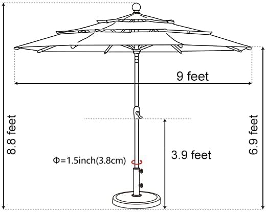 EliteShade USA 10-Year-Non-Fading Solar 9ft 3 Tiers Market Umbrella with 80 LED Lights Patio Umbrellas Outdoor Table with Ventilation,Sunflower Yellow